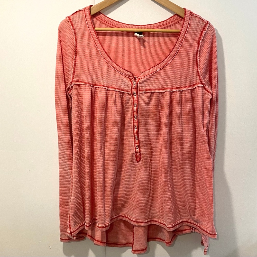 We The Free / Free People Waffle Knit Hi-Low Top